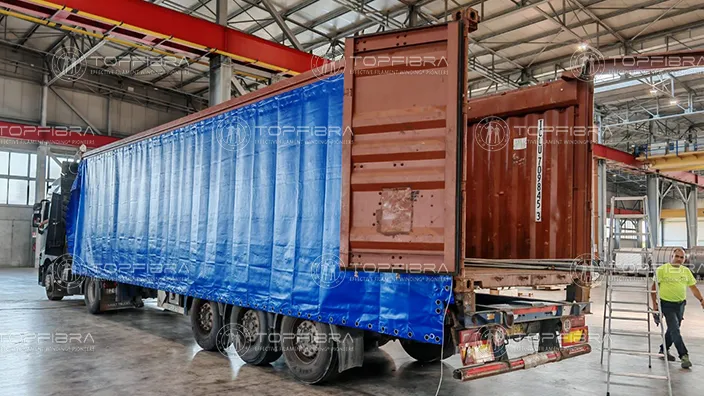 Container loading process at Topfibra facility